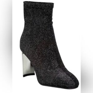 Lola Cruz Women Boots Sheena Glitter Gunmetal Black Sock Booties 38/7.5